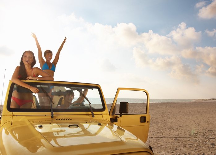 A group of friends on a jeep