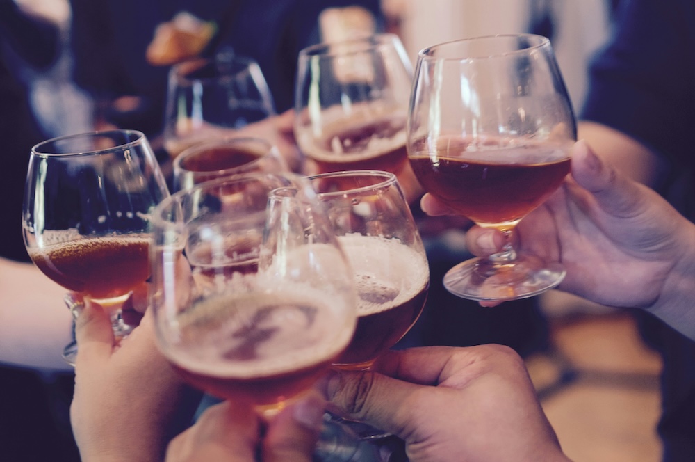 Group of friends toasting drinks